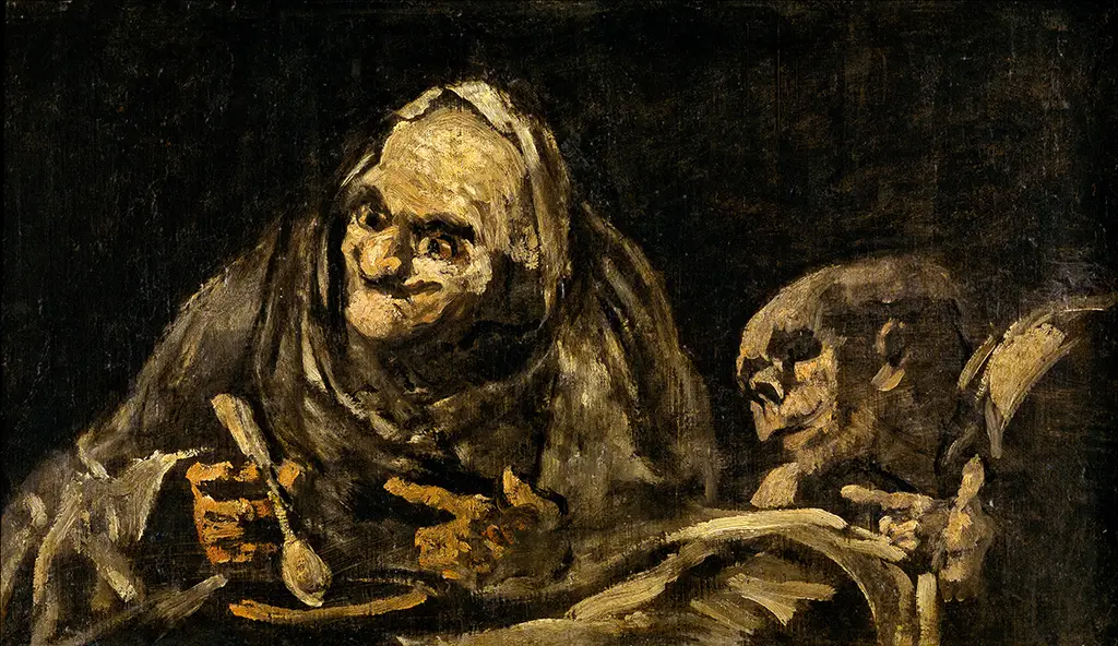 Two Old Ones Eating Soup in Detail Francisco de Goya
